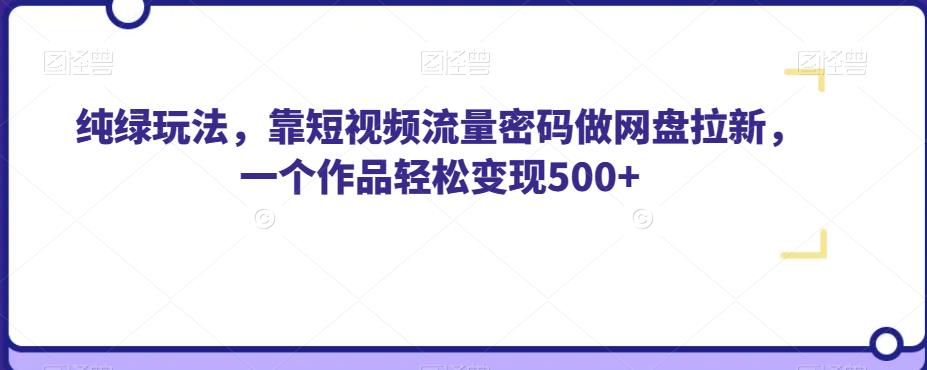 纯绿玩法，靠短视频流量密码做网盘拉新，一个作品轻松变现500+【揭秘】-汇智资源网