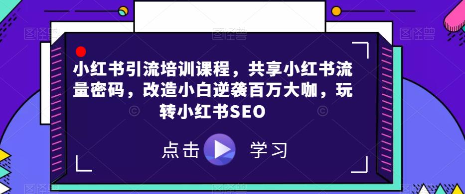 小红书引流培训课程，共享小红书流量密码，改造小白逆袭百万大咖，玩转小红书SEO-汇智资源网