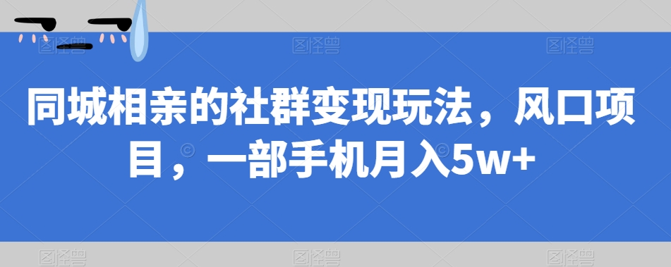 同城相亲的社群变现玩法，风口项目，一部手机月入5w+【揭秘】-汇智资源网