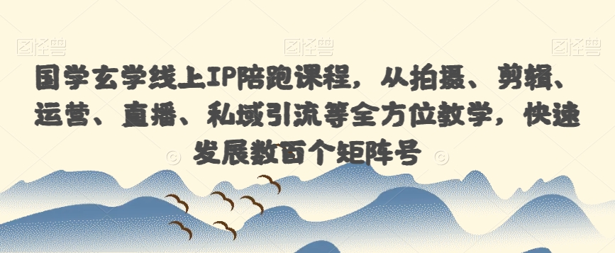 国学玄学线上IP陪跑课程，从拍摄、剪辑、运营、直播、私域引流等全方位教学，快速发展数百个矩阵号-汇智资源网