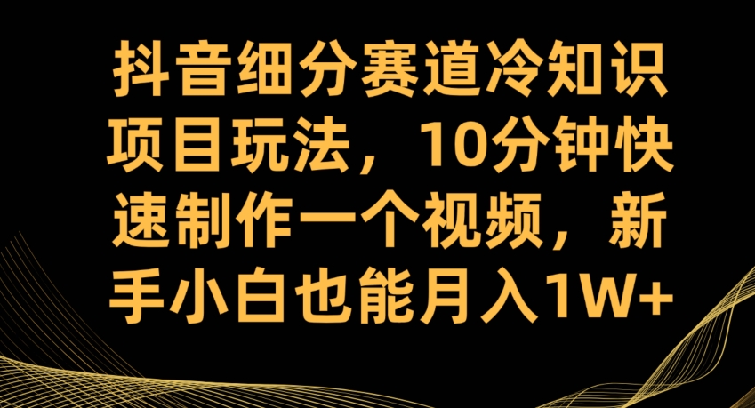 抖音细分赛道冷知识项目玩法，10分钟快速制作一个视频，新手小白也能月入1W+【揭秘】-汇智资源网