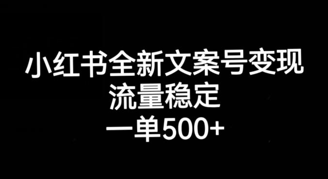 小红书全新文案号变现，流量稳定，一单收入500+-汇智资源网