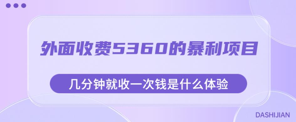 外面收费5360的暴利项目，几分钟就收一次钱是什么体验，附素材【揭秘】-汇智资源网