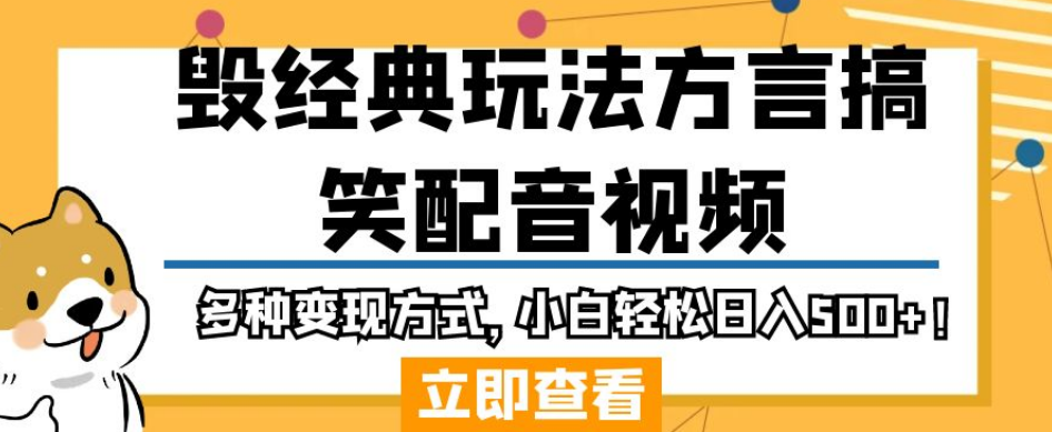 毁经典玩法方言搞笑配音视频，多种变现方式，小白轻松日入500+！-汇智资源网