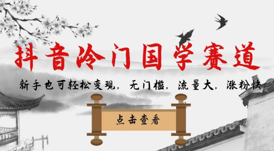 抖音冷门国学赛道，新手也可轻松变现，无门槛，流量大，涨粉快-汇智资源网