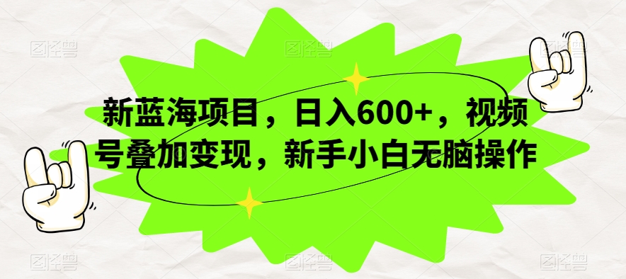 新蓝海项目，日入600+，视频号叠加变现，新手小白无脑操作【揭秘】-汇智资源网