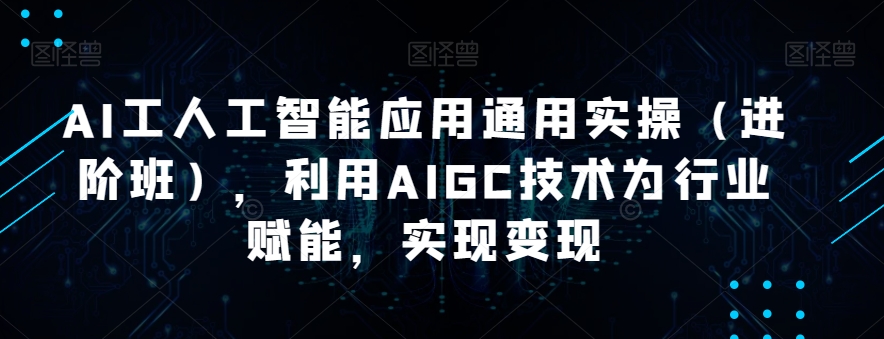 AI工人工智能应用通用实操（进阶班），利用AIGC技术为行业赋能，实现变现-汇智资源网