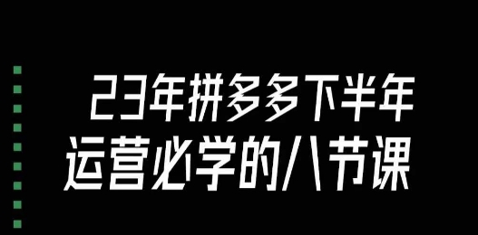 大牙·23年下半年拼多多运营必学的八节课（18节完整）-汇智资源网