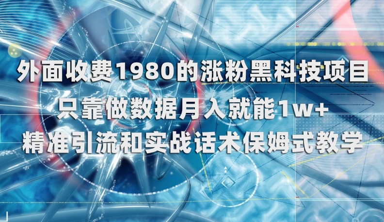 外面收费1980的涨粉黑科技项目，只靠做数据月入就能1w+【揭秘】-汇智资源网