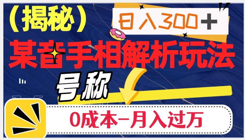 日入300+的，抖音手相解析玩法，号称0成本月入过万（揭秘）-汇智资源网