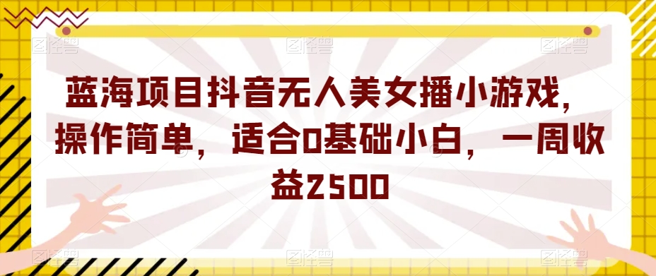 蓝海项目抖音无人美女播小游戏，操作简单，适合0基础小白，一周收益2500【揭秘】-汇智资源网