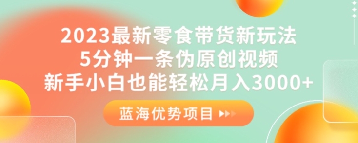 2023最新零食带货新玩法，5分钟一条伪原创视频，新手小白也能轻松月入3000+【揭秘】-汇智资源网