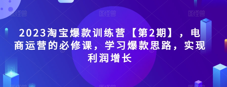 2023淘宝爆款训练营【第2期】，电商运营的必修课，学习爆款思路，实现利润增长-汇智资源网