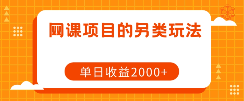 网课项目的另类玩法，单日收益2000+【揭秘】-汇智资源网