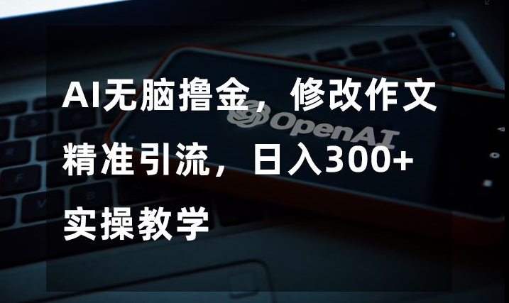 AI无脑撸金，修改作文精准引流，日入300+，实操教学【揭秘】-汇智资源网