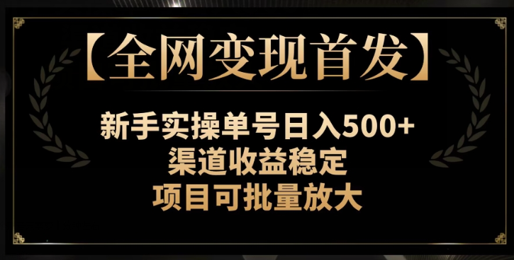 【全网变现首发】新手实操单号日入500+，渠道收益稳定，项目可批量放大【揭秘】-汇智资源网