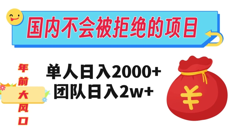 在国内不怕被拒绝的项目，单人日入2000，团队日入20000+【揭秘】-汇智资源网