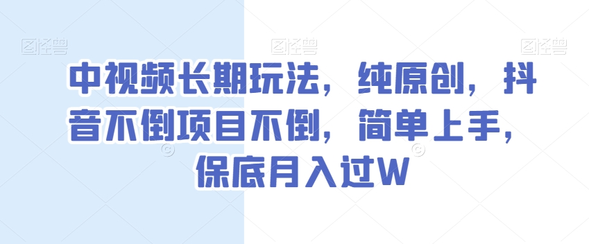 中视频长期玩法，纯原创，抖音不倒项目不倒，简单上手，保底月入过W【揭秘】-汇智资源网