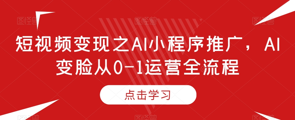 短视频变现之AI小程序推广，AI变脸从0-1运营全流程-汇智资源网