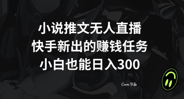 小说推文无人直播，快手新出的赚钱任务，小白也能日入300+【揭秘】-汇智资源网