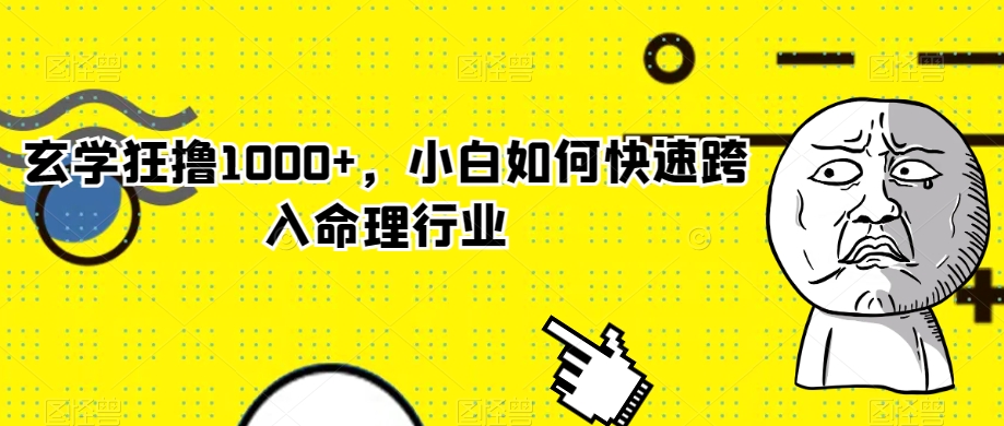 玄学狂撸1000+，小白如何快速跨入命理行业【揭秘】-汇智资源网