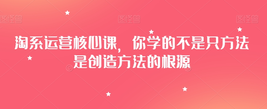 淘系运营核心课，你学的不是只方法是创造方法的根源-汇智资源网