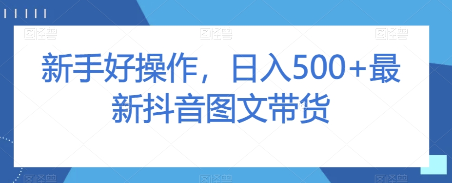 新手好操作，日入500+最新抖音图文带货【揭秘】-汇智资源网