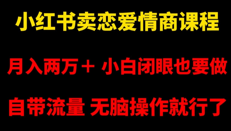 小红书卖恋爱情商课程，月入两万＋，小白闭眼也要做，自带流量，无脑操作就行了【揭秘】-汇智资源网