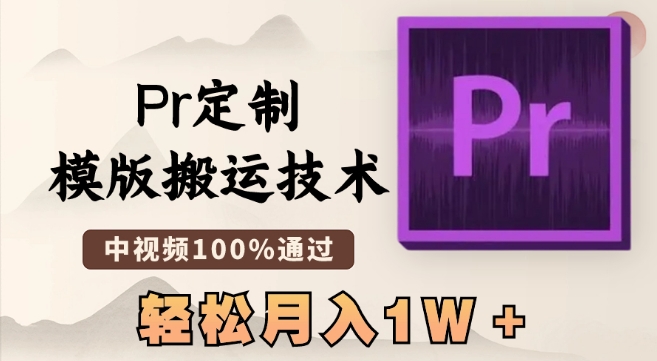 最新Pr定制模版搬运技术，中视频100%通过，几分钟一条视频，轻松月入1W＋【揭秘】-汇智资源网