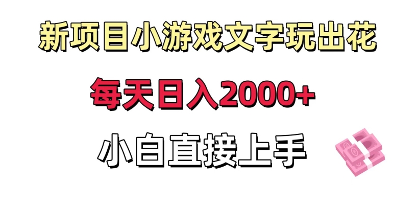 新项目小游戏文字玩出花日入2000+，每天只需一小时，小白直接上手【揭秘】-汇智资源网