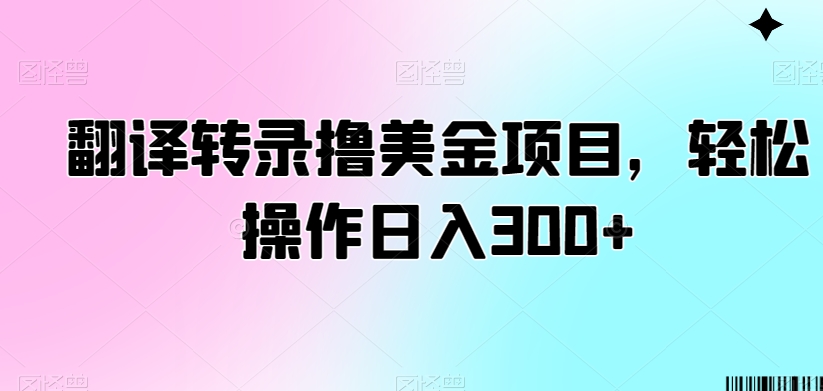 翻译转录撸美金项目，轻松操作日入300+【揭秘】-汇智资源网