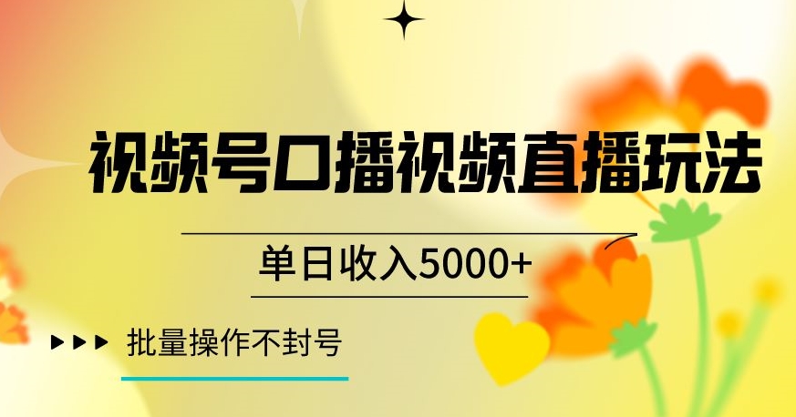 视频号囗播视频直播玩法，单日收入5000+，批量操作不封号【揭秘】-汇智资源网