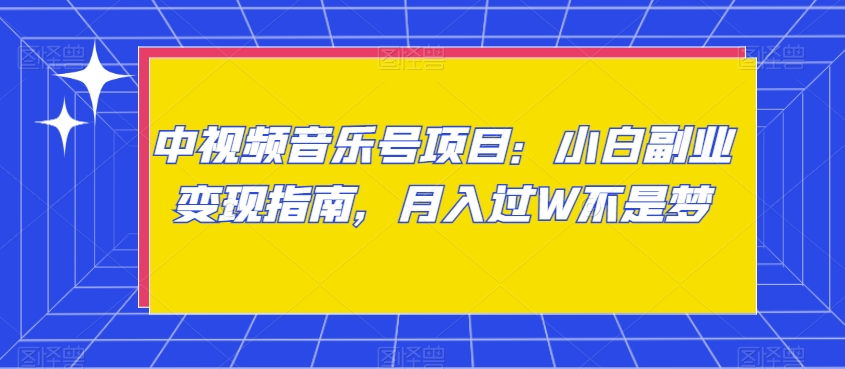 中视频音乐号项目：小白副业变现指南，月入过W不是梦【揭秘】-汇智资源网