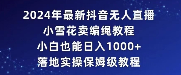 2024年抖音最新无人直播小雪花卖编绳项目，小白也能日入1000+落地实操保姆级教程【揭秘】-汇智资源网