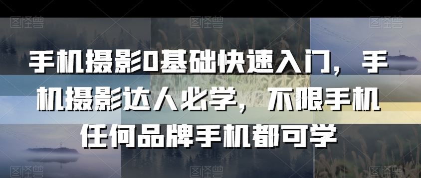 手机摄影0基础快速入门，手机摄影达人必学，不限手机任何品牌手机都可学-汇智资源网