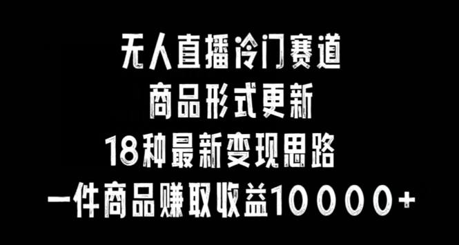 无人直播冷门赛道，商品形式更新，18种变现思路，一件商品赚取收益10000+【揭秘】-汇智资源网