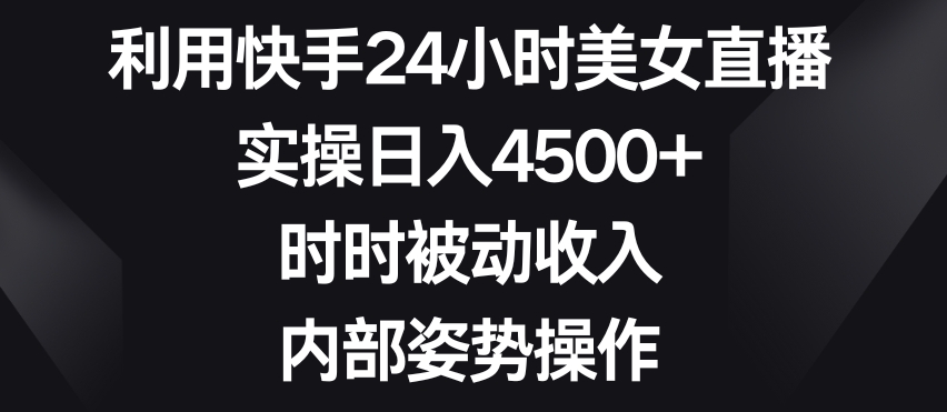 利用快手24小时美女直播，实操日入4500+，时时被动收入，内部姿势操作【揭秘】-汇智资源网