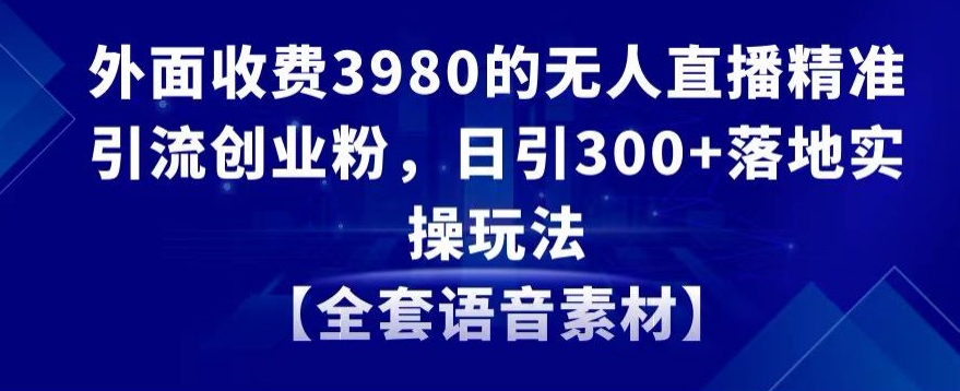 外面收费3980的无人直播精准引流创业粉，日引300+落地实操玩法【全套语音素材】【揭秘】-汇智资源网