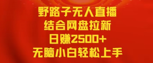 野路子无人直播结合网盘拉新，日赚2500+，小白无脑轻松上手【揭秘】-汇智资源网