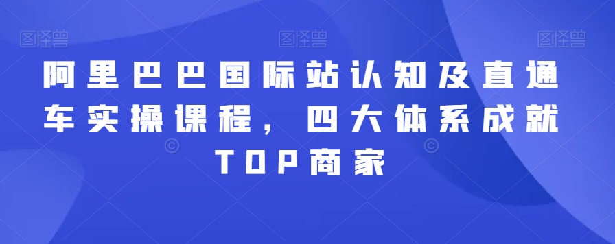 阿里巴巴国际站认知及直通车实操课程，四大体系成就TOP商家-汇智资源网