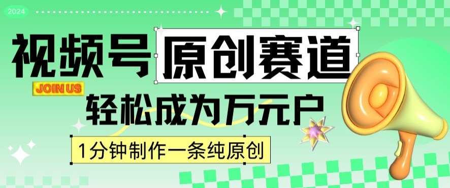 2024视频号最新原创赛道，1分钟一条原创作品，日入4位数轻轻松松-汇智资源网