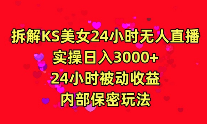 利用快手24小时无人美女直播，实操日入3000，24小时被动收益，内部保密玩法【揭秘】-汇智资源网