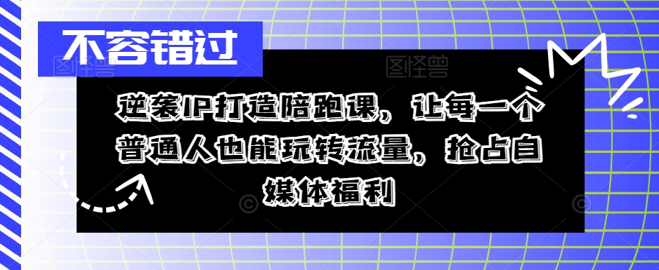 逆袭IP打造陪跑课，让每一个普通人也能玩转流量，抢占自媒体福利-汇智资源网