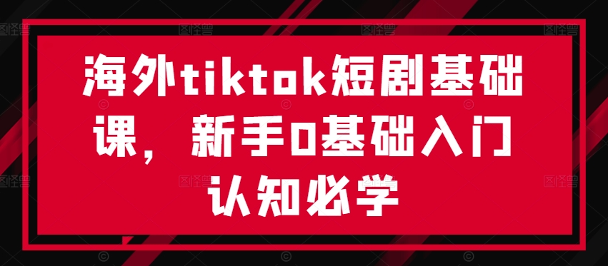 海外tiktok短剧基础课，新手0基础入门认知必学-汇智资源网