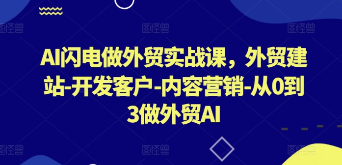 AI闪电做外贸实战课，​外贸建站-开发客户-内容营销-从0到3做外贸AI（更新）-汇智资源网