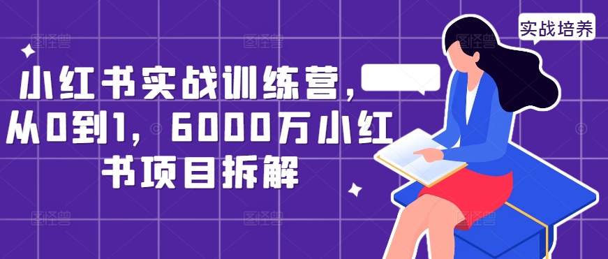 小红书实战训练营，从0到1，6000万小红书项目拆解-汇智资源网