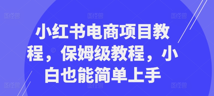 小红书电商项目教程，保姆级教程，小白也能简单上手-汇智资源网