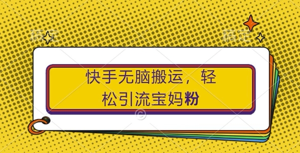 快手无脑搬运，轻松引流宝妈粉，纯小白轻松上手【揭秘】-汇智资源网