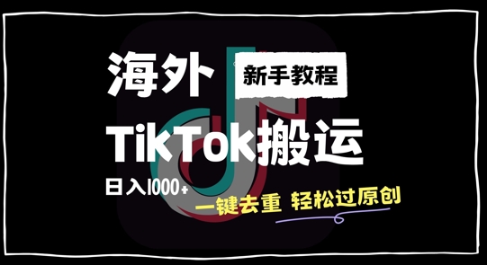 2024最新海外TikTok搬运玩法，一键去重轻松过原创，新手无经验也能日入1k【揭秘】-汇智资源网