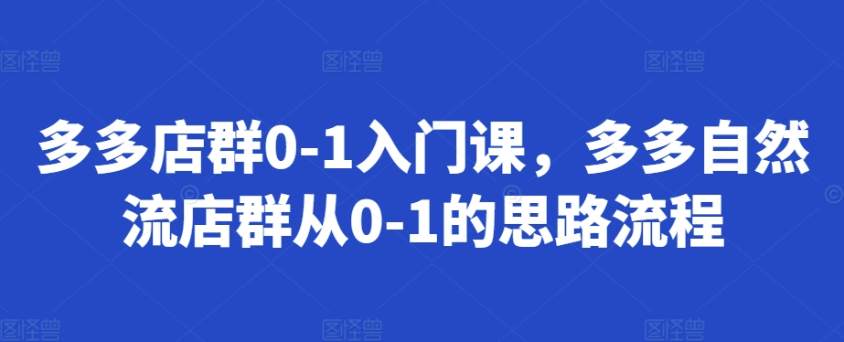 多多店群0-1入门课，多多自然流店群从0-1的思路流程-汇智资源网